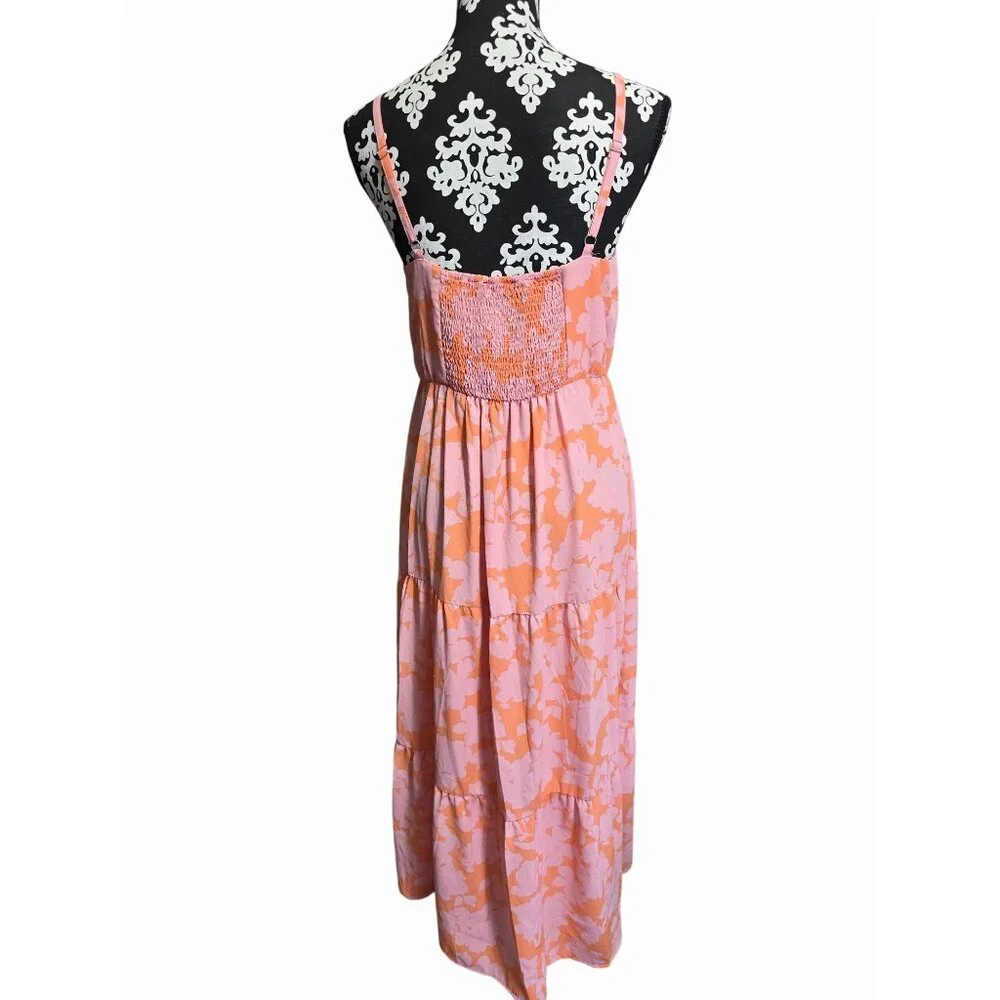 Social Standard By Sanctuary Womens Pink & Orange Floral Midi Dress M - Picture 2 of 5